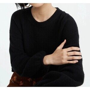 Madewell Payton Pullover Sweater L Coziest Yarn Black Size L Balloon Sleeves